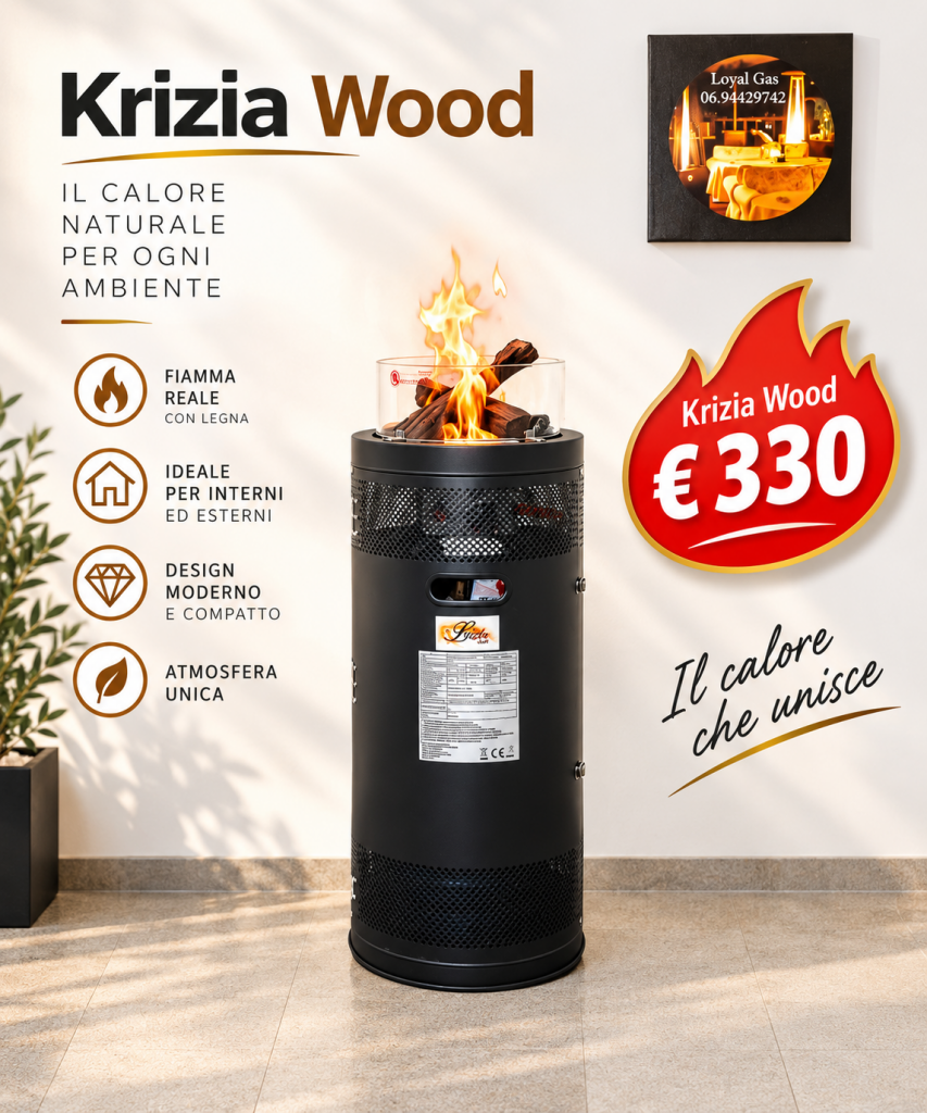 stufa per esterni Roma modello Krizia Wood